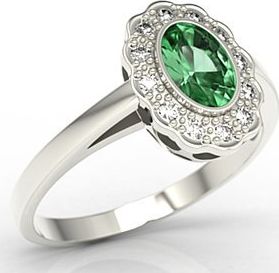 WĘC - Twój Jubiler Pierścionek z białego złota ze szmaragdami diamentami LP-79B 11 / UE- 51