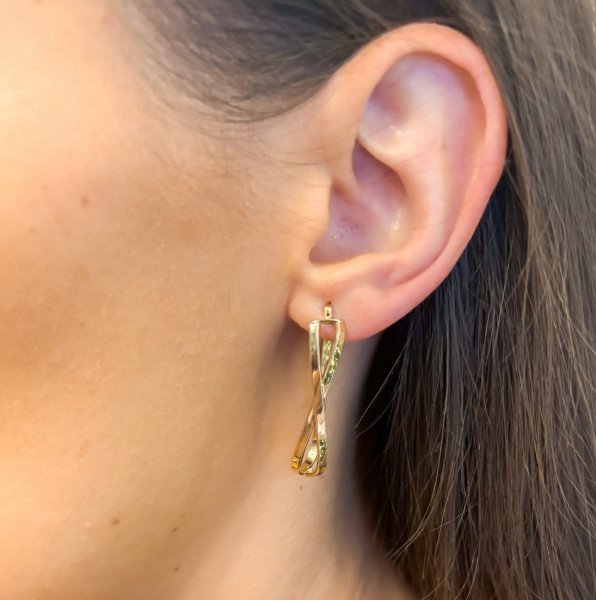 Złote długie kolczyki na biglu KL.03047 pr.585