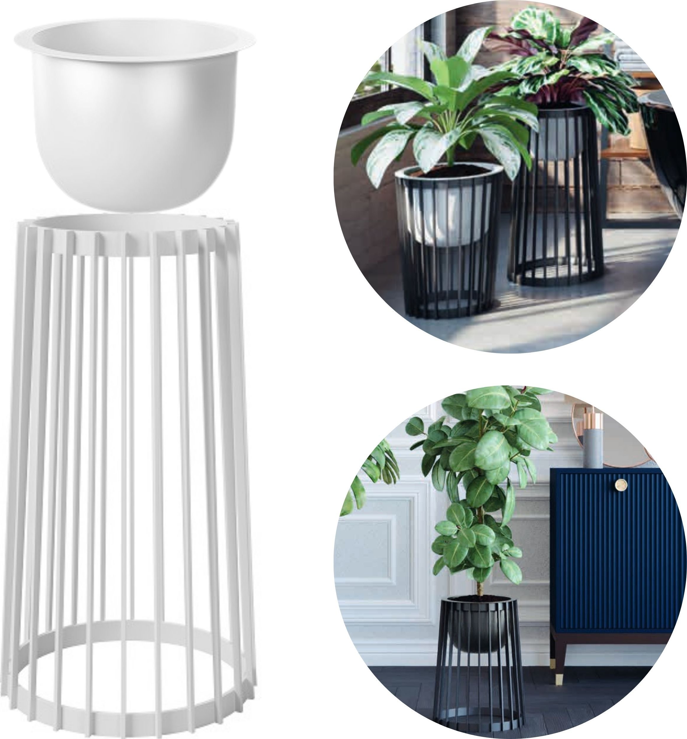 Kwietnik wysoki dwustronny Standy 54h Stojak na kwiaty + wkład wewnętrzny