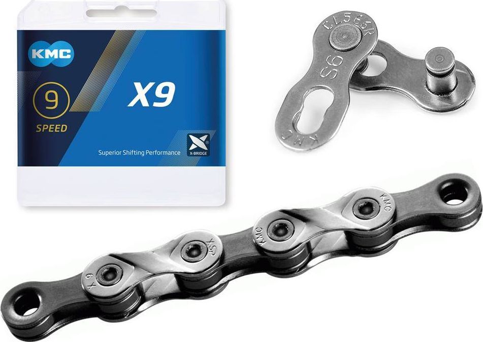 KMC Łańcuch KMC X9 srebrno-szary, 114 ogniw, 6,6mm, 9-rzędowy uniwersalny