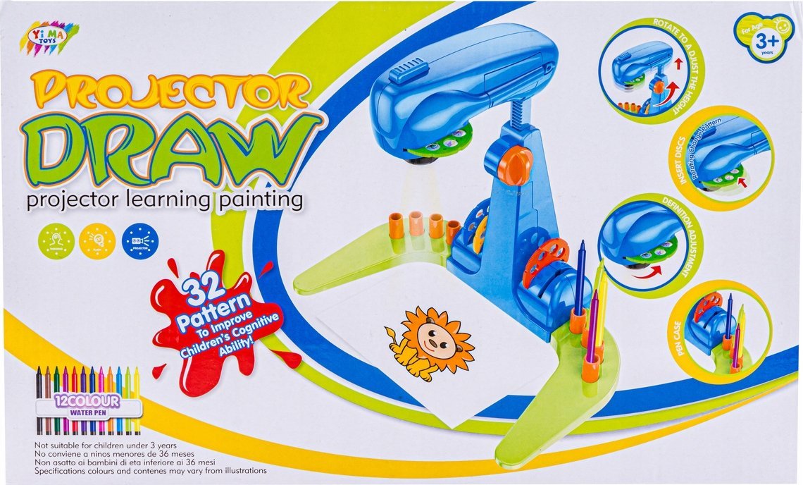 Projektor, Rzutnik Do Nauki Rysowania Malowania + Akcesoria NIEBIESKI