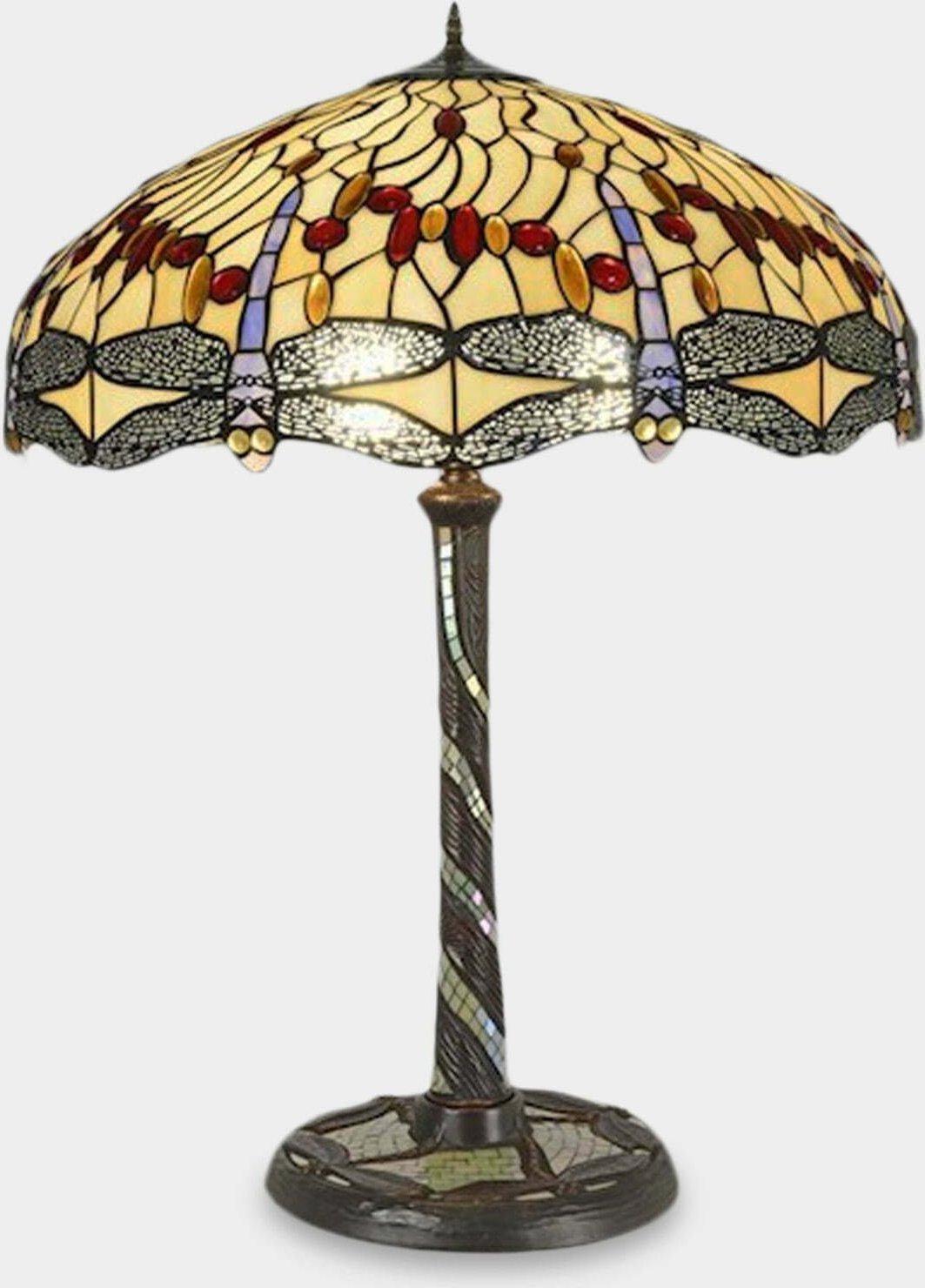 Lampa stołowa rzezbyzbrazu Duża Lampa Witrażowa w Stylu Tiffany Ważka
