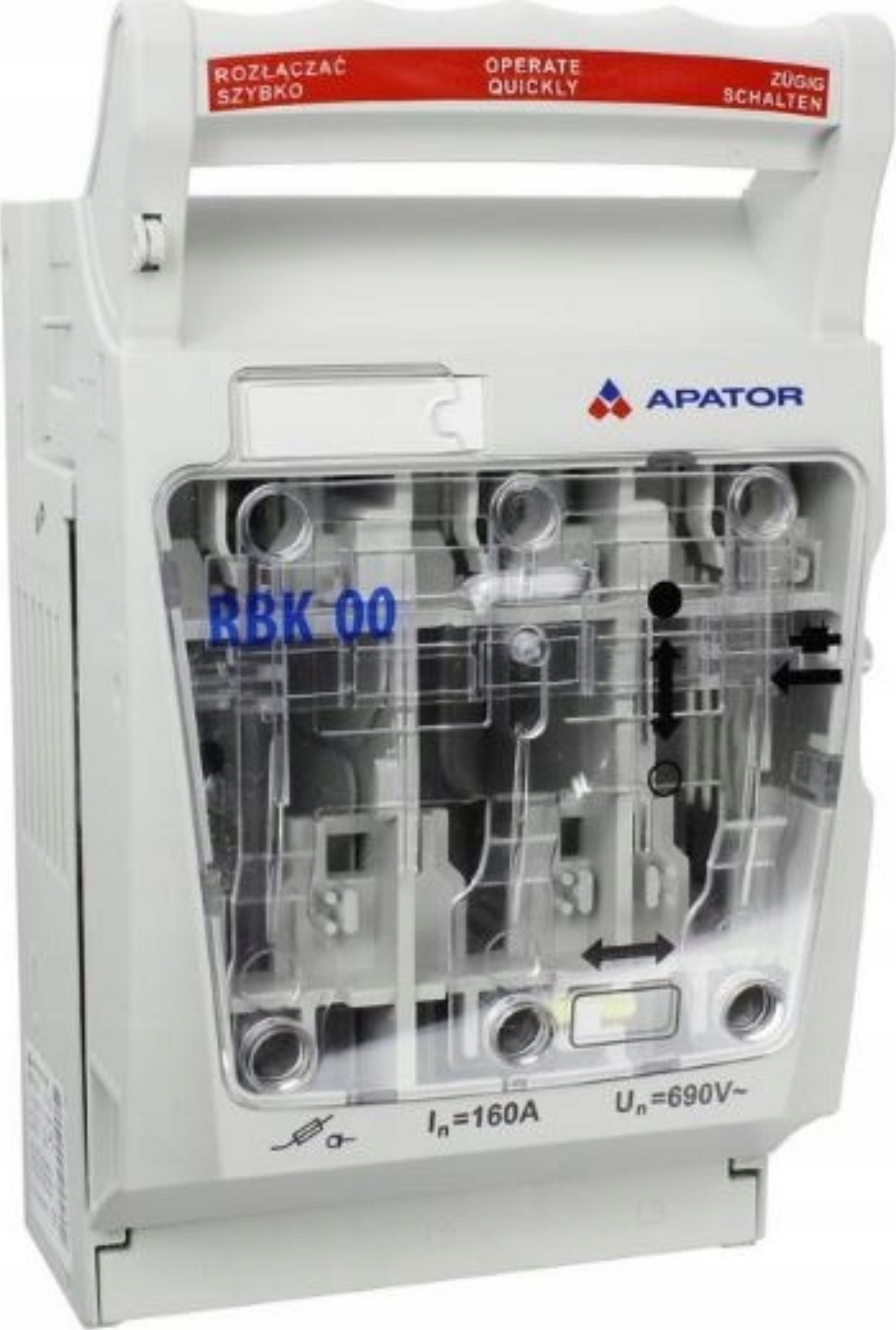 Apator Rozłącznik izolacyjny bezpiecznikowy 160A RBK 00 W /zaciski mostkowe 4-50mm2/ 63-823333-141