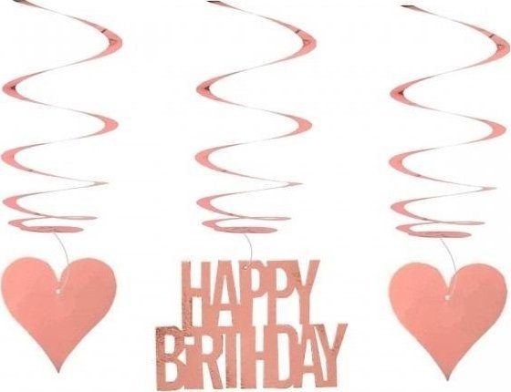 Dekoracja urodzinowa różowe świderki serca 3szt