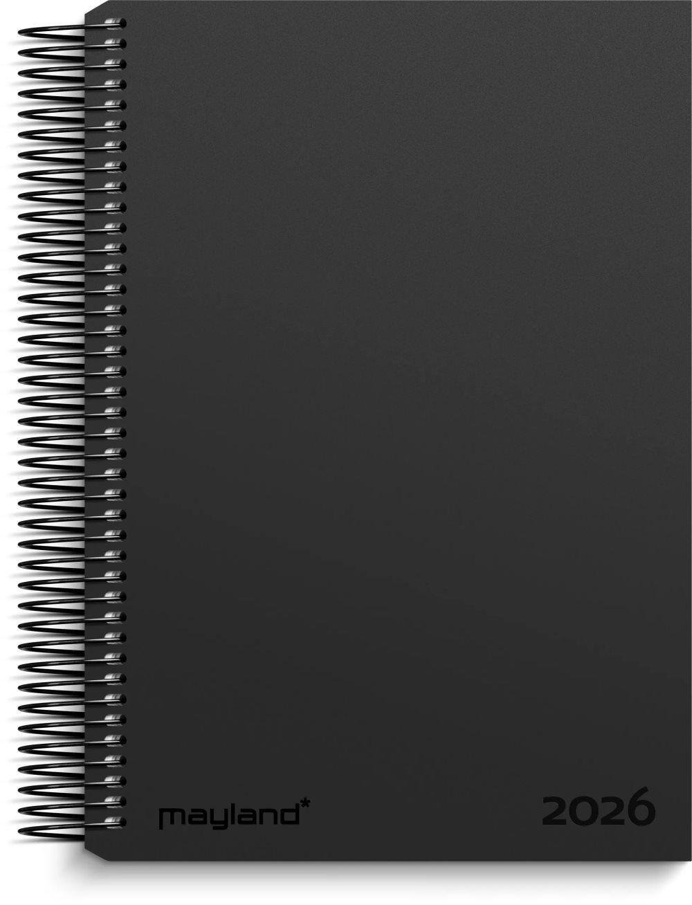 Mayland-Burde kalendarz A5 do pracy/prywatny czarny ze skóry sztucznej 2026