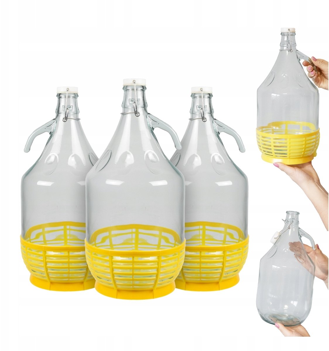 6x DAMA 5L KOSZ + ZAMKNIĘCIE PAŁĄK gąsior balon na wino bimberek nalewki