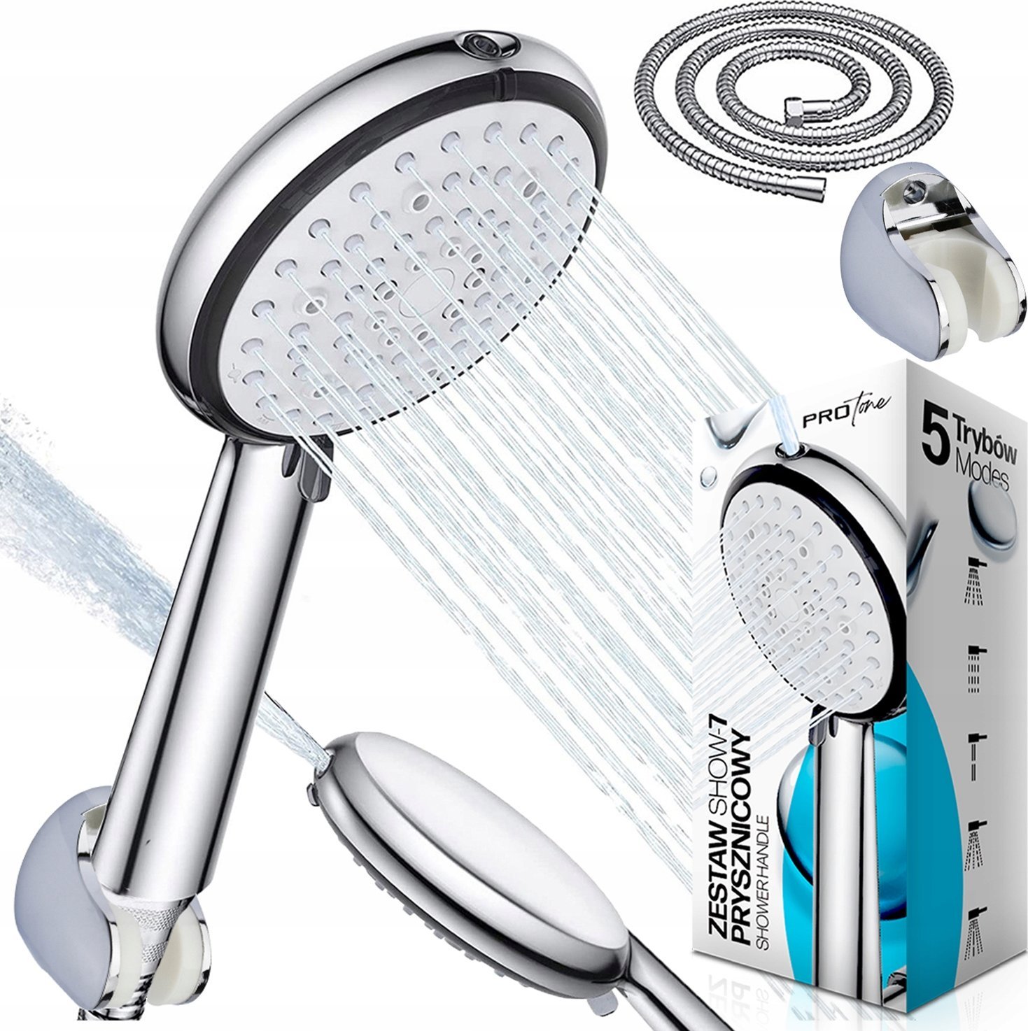 SŁUCHAWKA PRYSZNICOWA REGULOWANA Z WĘŻEM SHOW-7