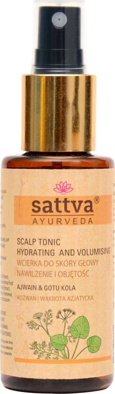 WCIERKA DO SKÓRY GŁOWY NAWILŻENIE I OBJĘTOŚĆ ADŻWAN + WĄKROTA AZJATYCKA 100 ml - SATTVA