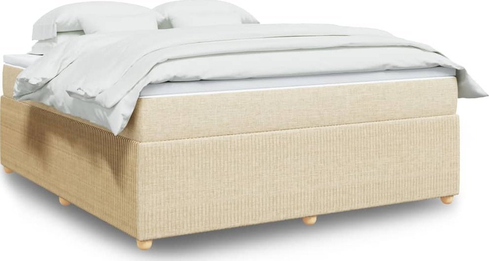 vidaXL vidaXL Łóżko kontynentalne z materacem, kremowe, tkanina, 180x200 cm