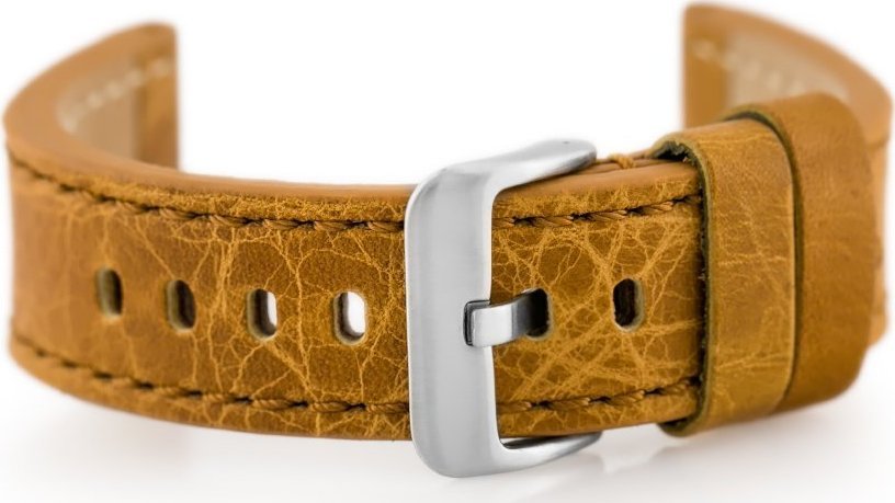 Pasek skórzany do zegarka W48 - PREMIUM - camel - 24mm