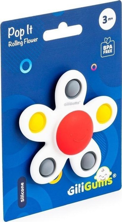 Gryzak zakręcony kwiatek Pop It kontrastowy