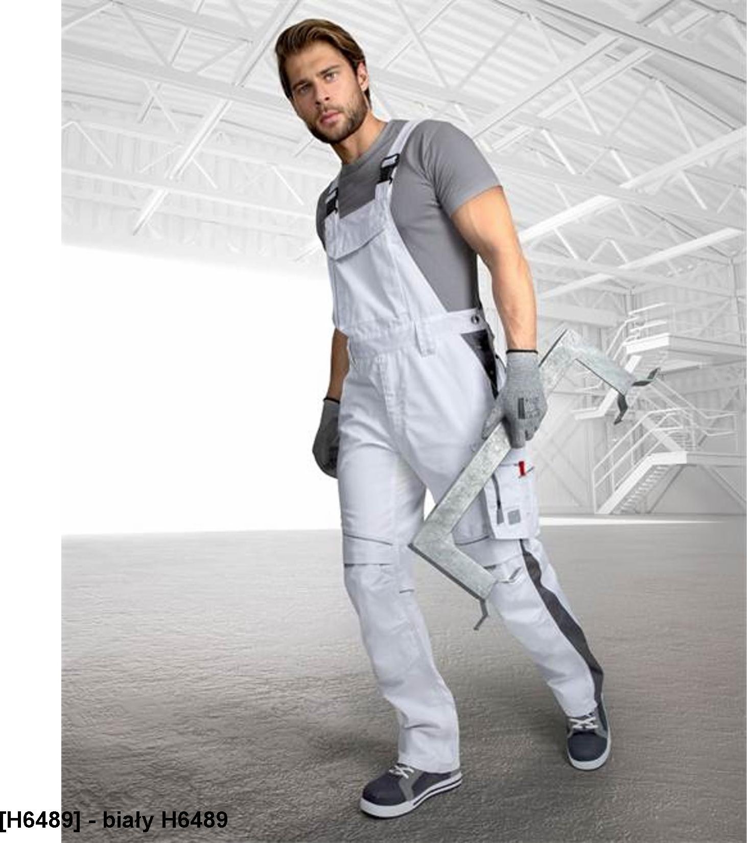 Ardon ARDON URBAN+ - Spodnie ogrodniczki ARDONURBAN+ jasno-czerwone skrócone - biały H6489 XL