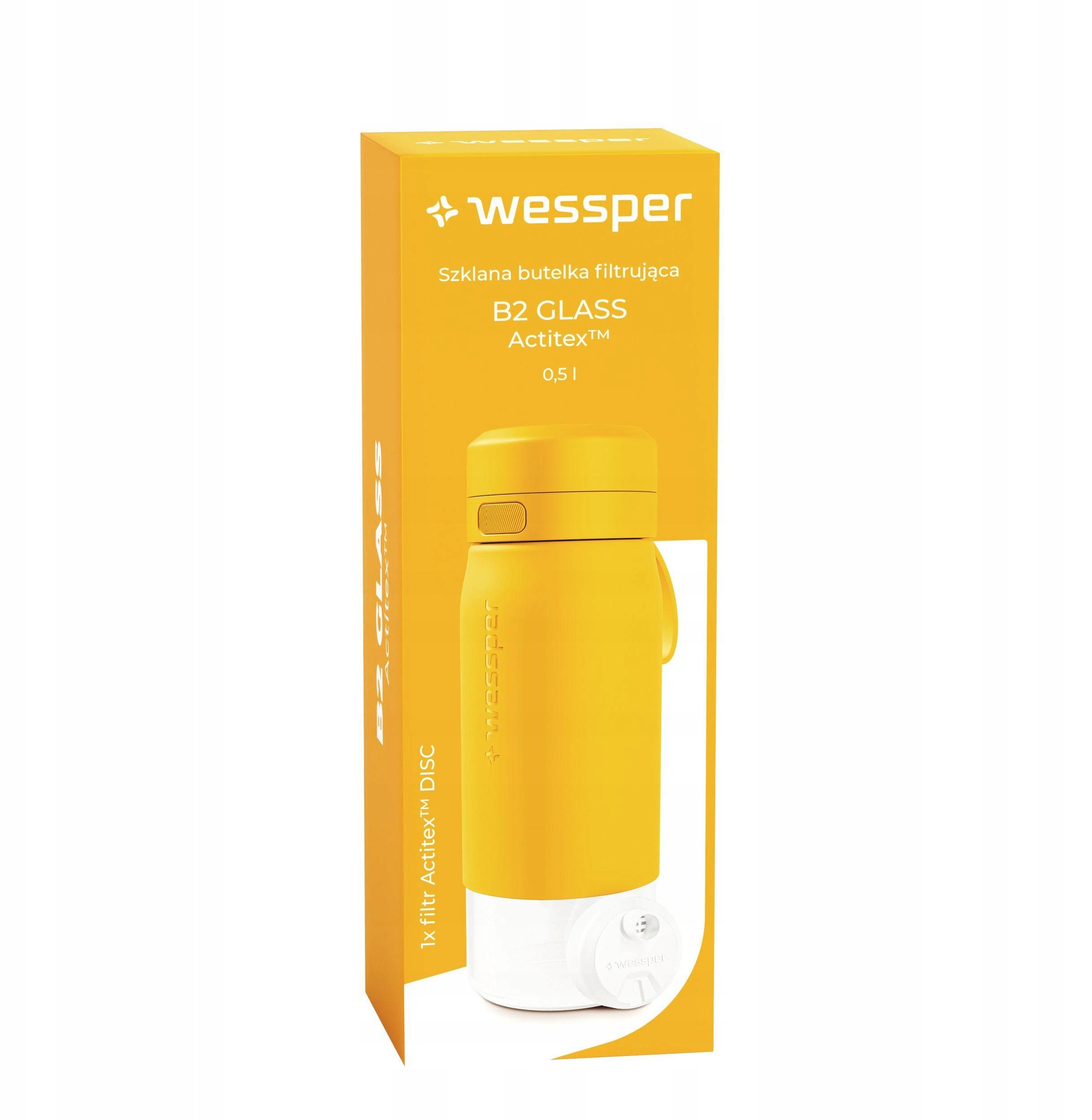 Butelka filtrująca Wessper B2 GLASS Actitex™ 500ml Yellow (WES270-500-YL_K)