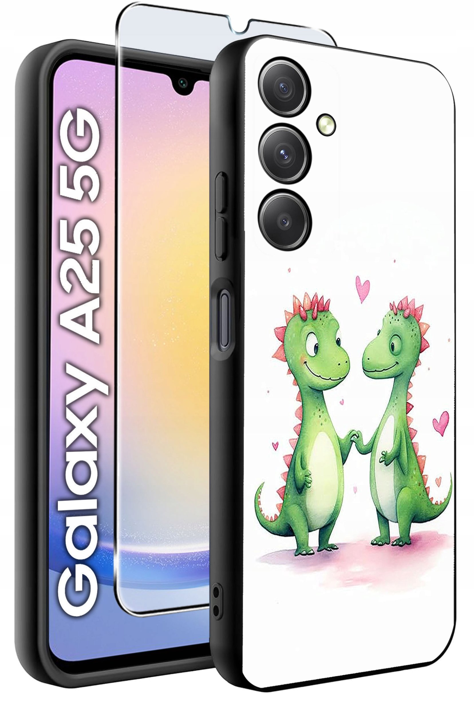 ETUI do Samsung A25 5G WZORY | SILIKONOWE MATT CASE + SZKŁO HARTOWANE 9H