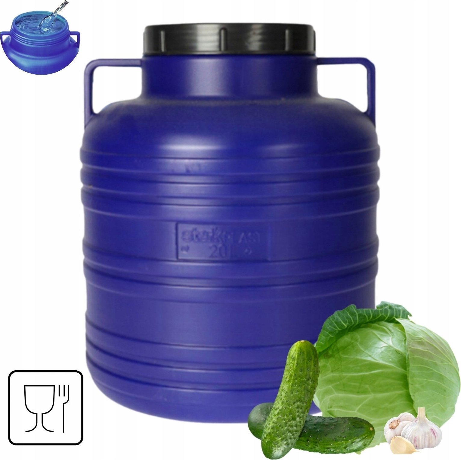 Prymus BECZKA PLASTIKOWA 20 L DO KISZENIA KAPUSTY NA WODĘ DESZCZÓWKĘ OGÓRKI MAŁA