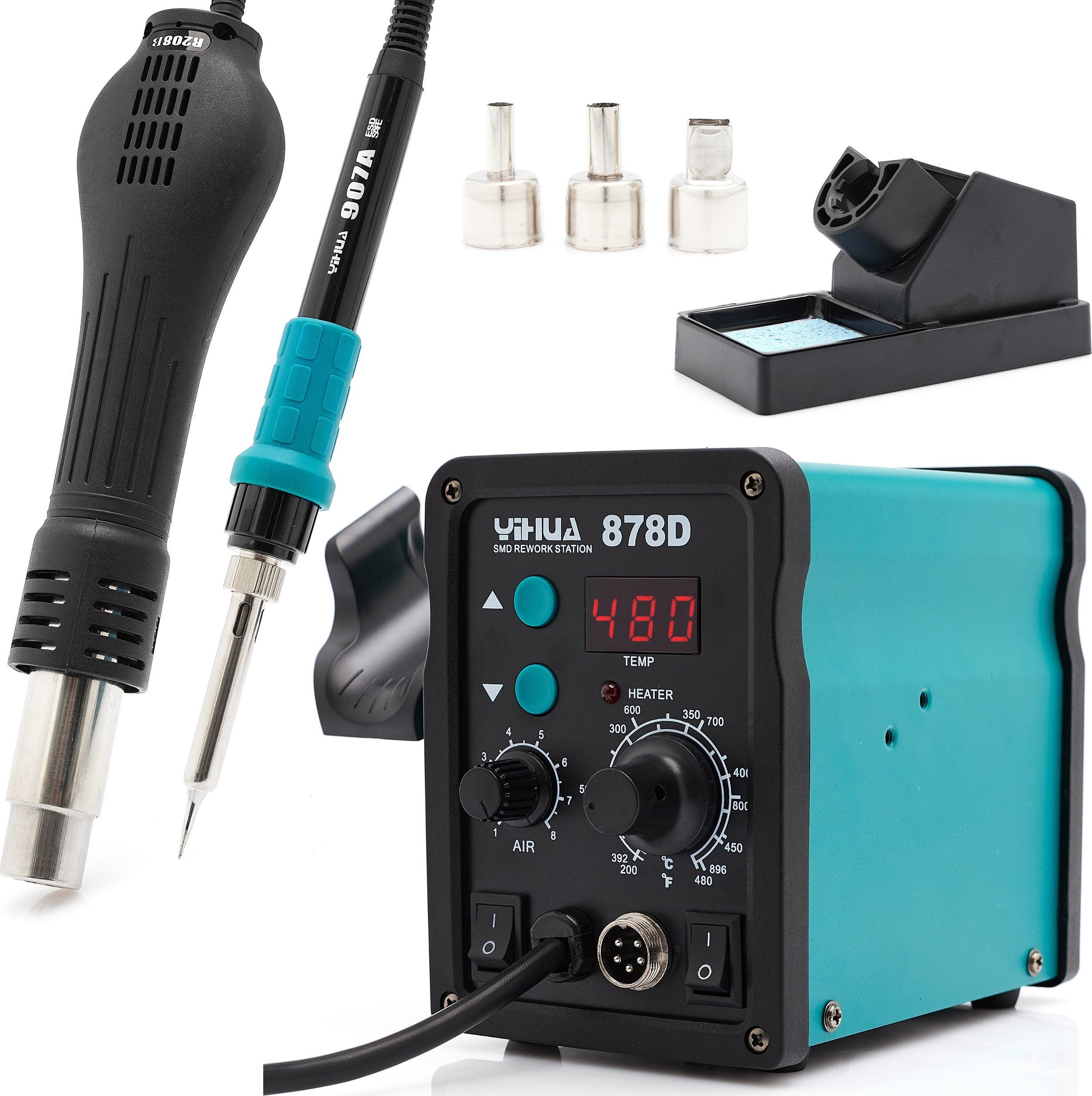 Techrebal LUTOWNICA HOT AIR 2W1 YIHUA 878D UCHWYT TAŚMA 3MM