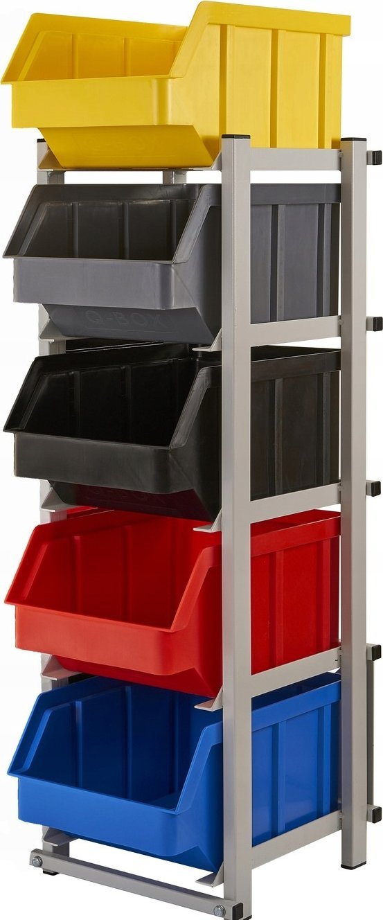 qBox Regał do pojemników warsztatowych, jednostronny. Wym: 1040x330x490mm (regał z pojemnikami)