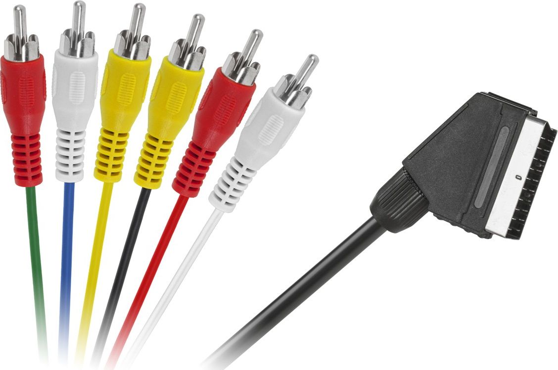 Kabel Scart - RCA (Cinch) x6 1.2m czarny (LEC-KPO2711-1,2)
