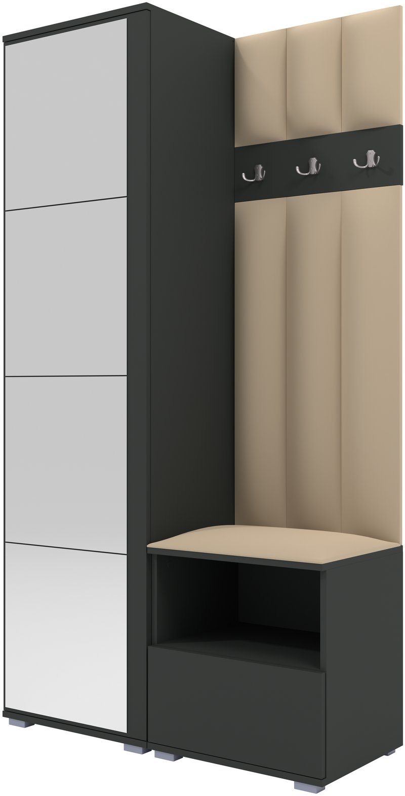 Tapicerowana garderoba Nela I LUX z lustrem - kolor grafit + tkanina Trinity 04