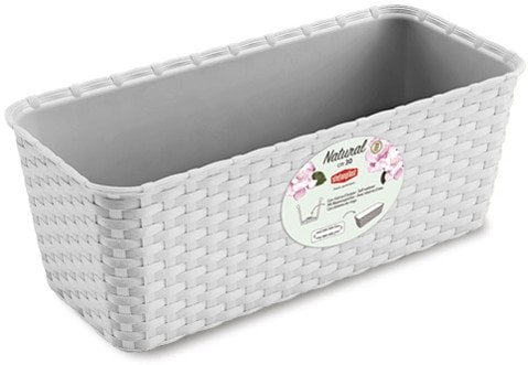 Puku kaste balkoniem ar metala turetaju Natural 50x18x16cm balta 8003507758513