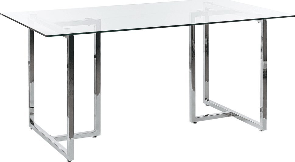 Beliani Stół do jadalni szklany 160 x 90 cm srebrny ENVIA