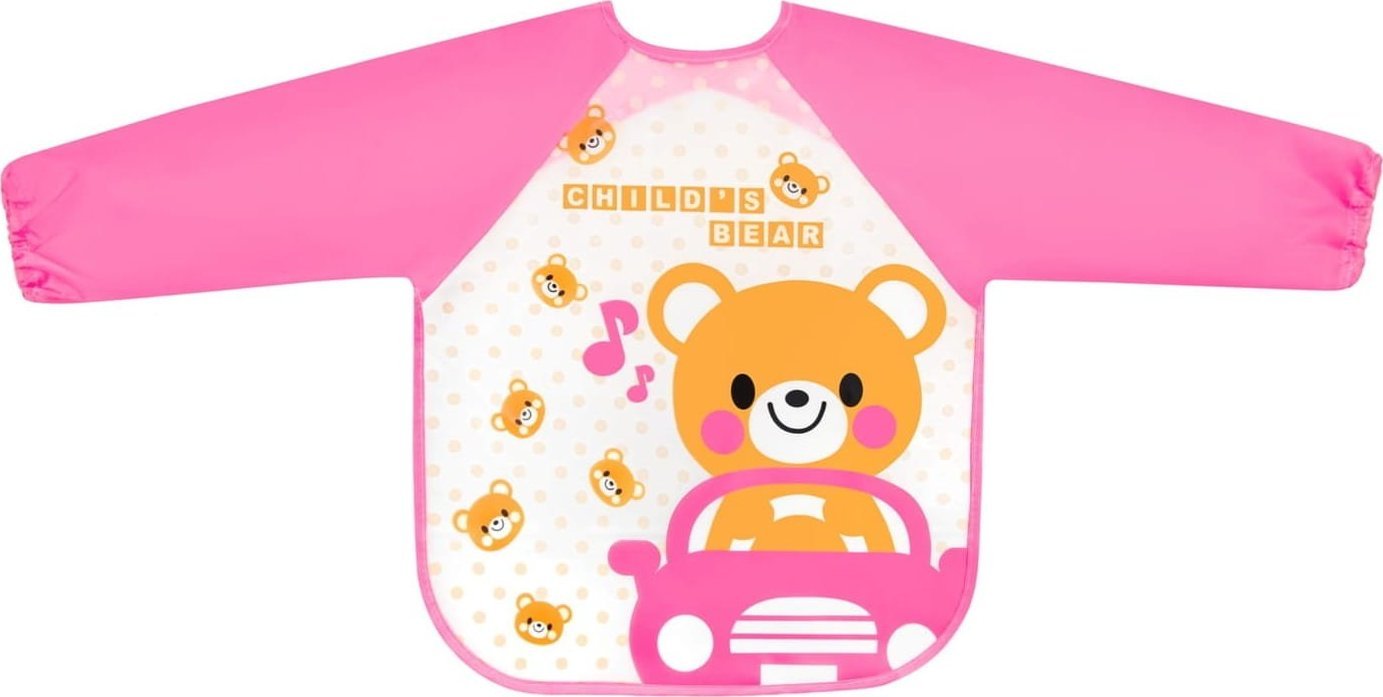 Bocioland Śliniak ceratkowy z rękawkami Miś autko Bocioland