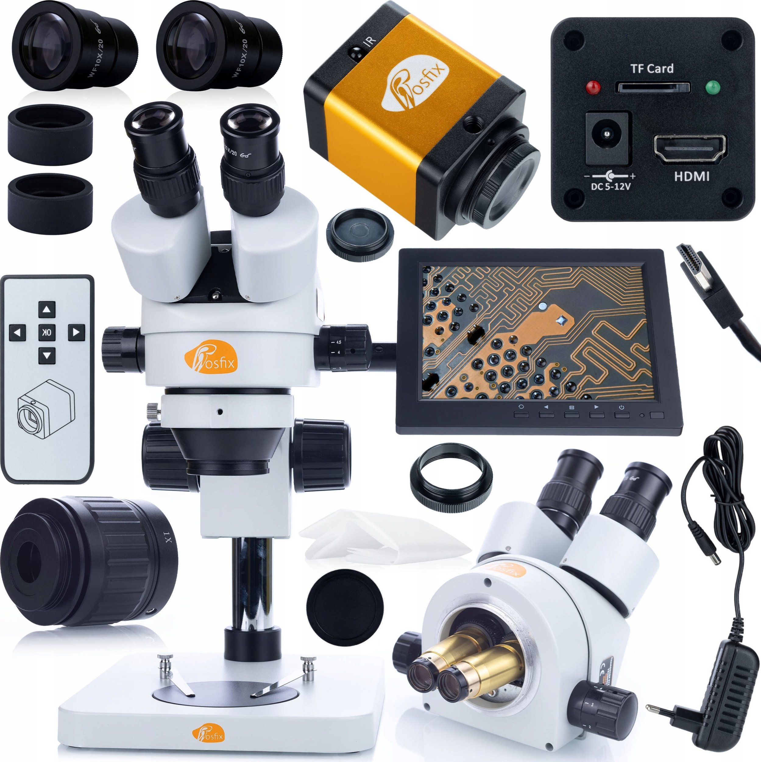 Mikroskop Rosfix ZESTAW MIKROSKOP OPTYCZNY MERCURY 270x KAMERA 12MPIX HD+ UCHWYT WYŚWIETLACZ