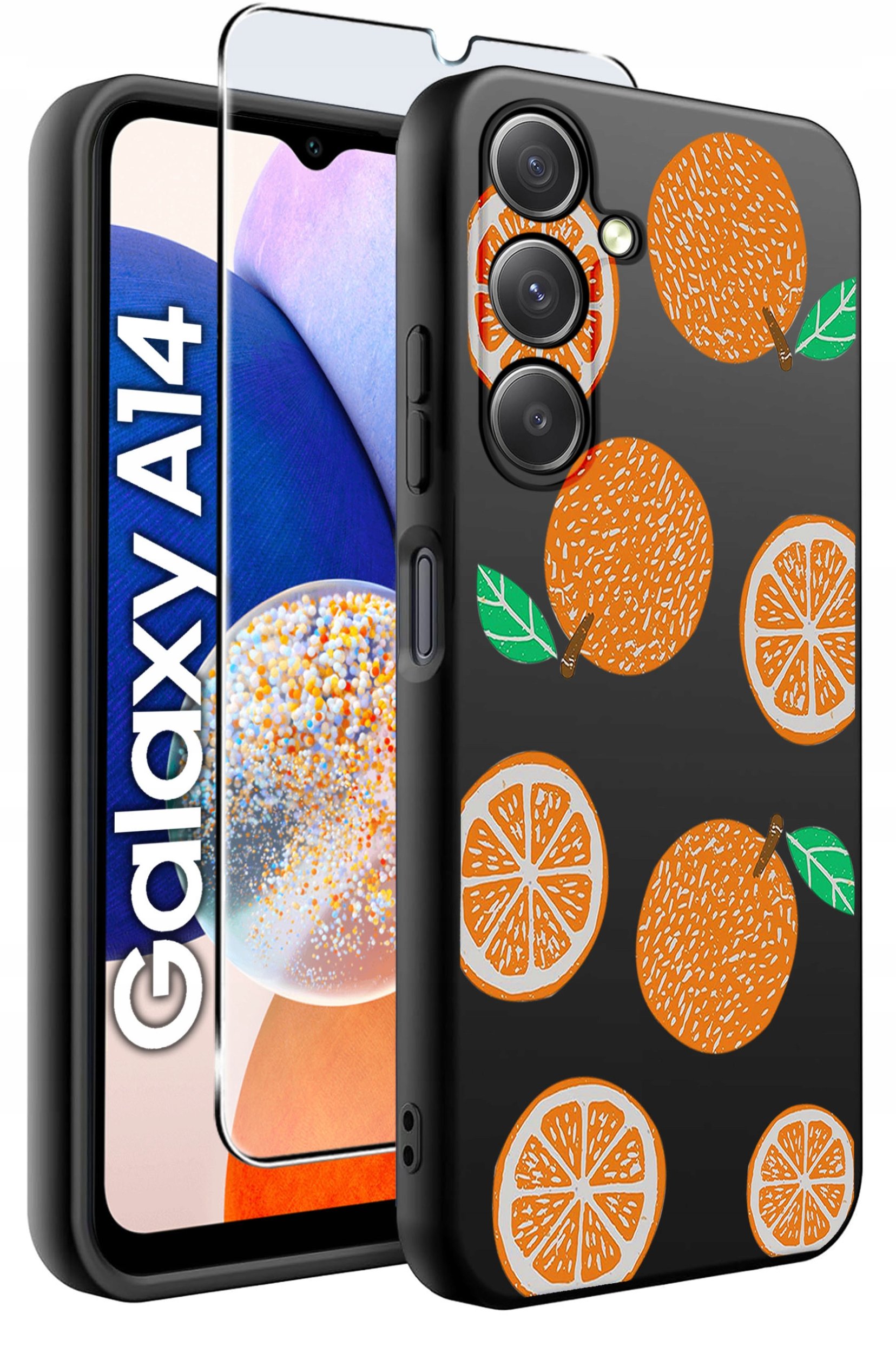 ETUI do Samsung A14 5G WZORY | SILIKONOWE MATT CASE + SZKŁO HARTOWANE 9H