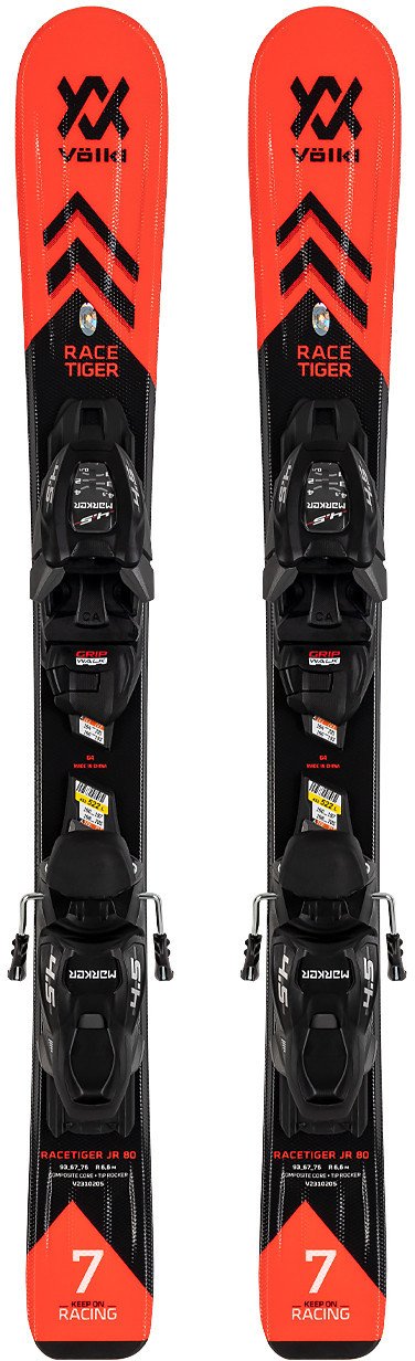 Narty dziecięce VLKL RACETIGER JR + wiązania MARKER VMOTION 4.5 z GRIP WALK 2024 80 cm