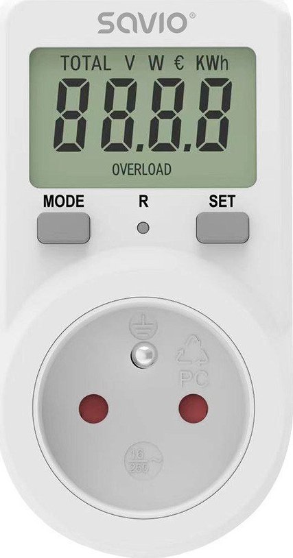 Savio Watomierz z wywietlaczem LCD, 16A, 3680W, AE-02