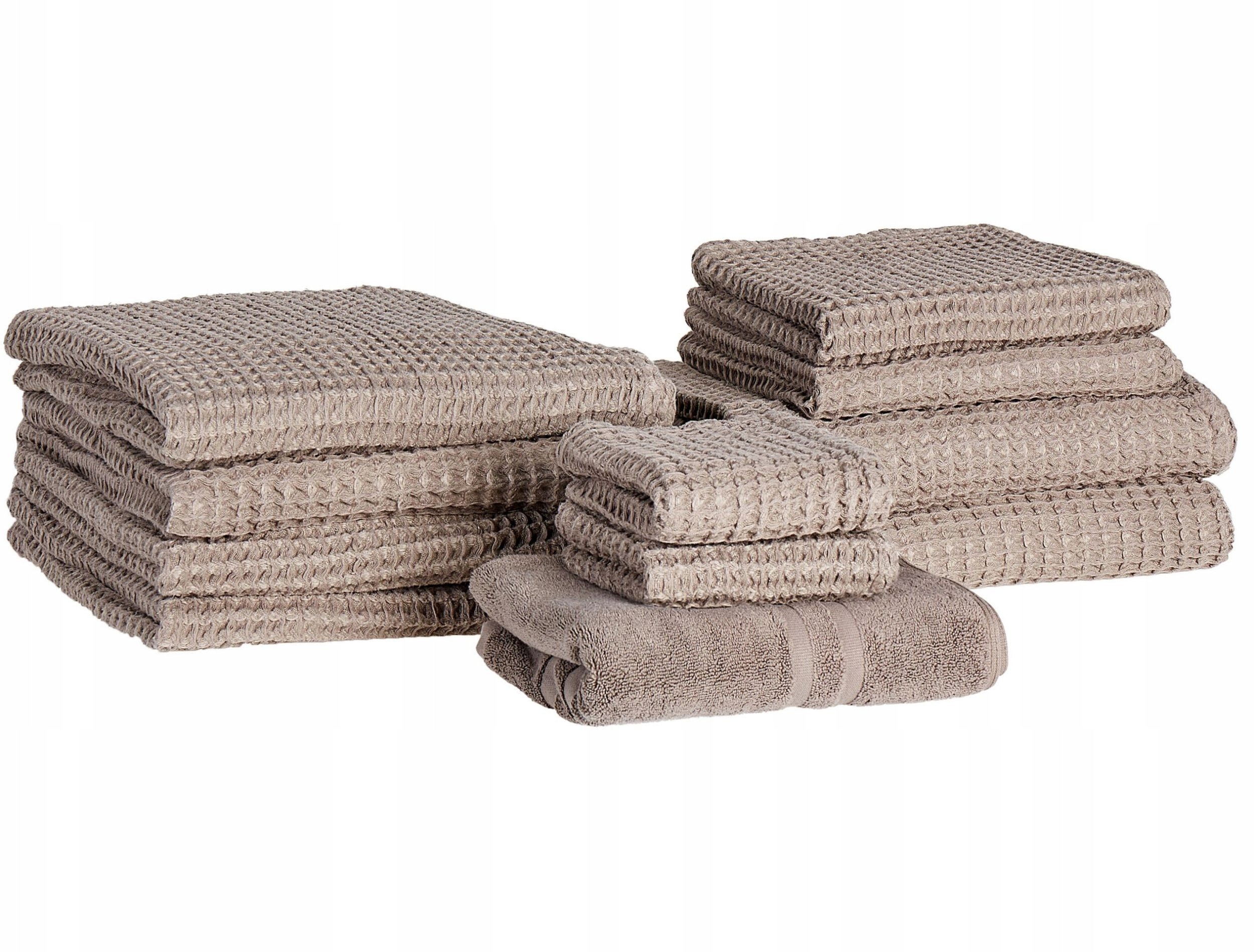 Beliani Komplet 11 ręczników AREORA Bawełna Beżowoszary