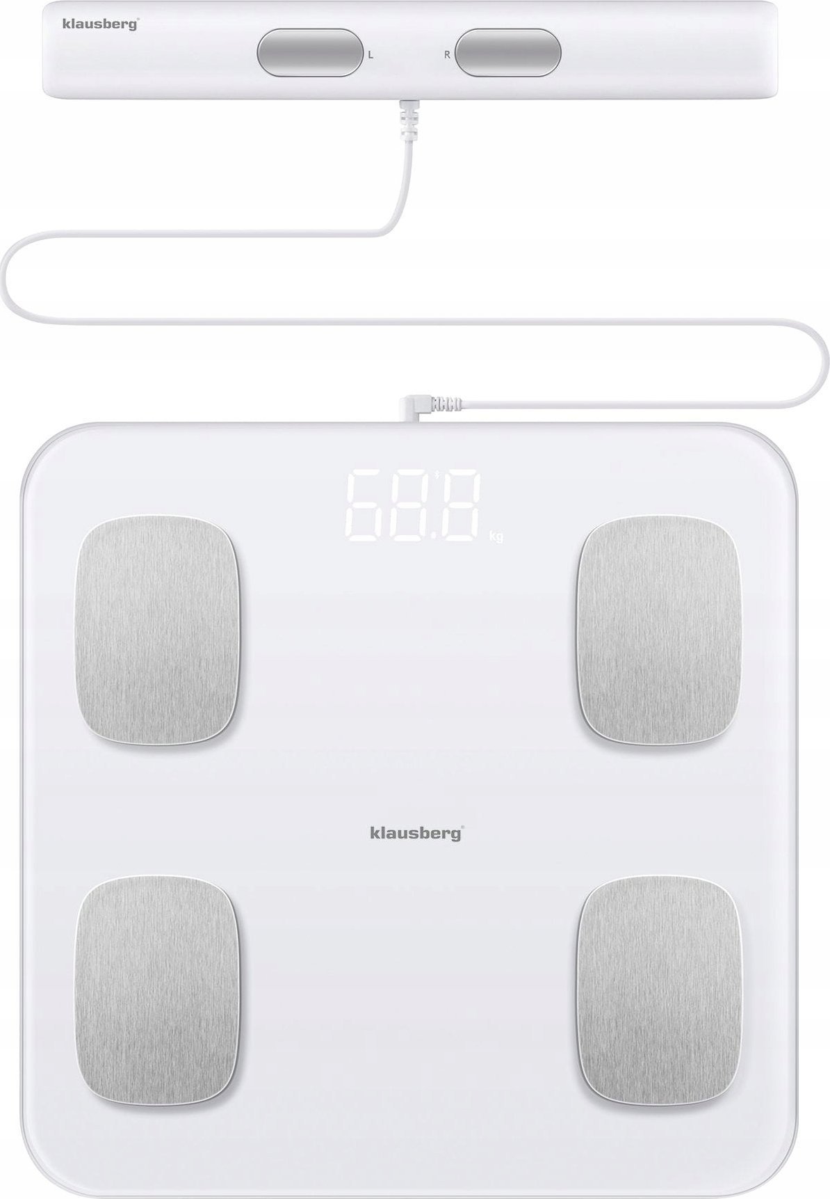 WAGA ŁAZIENKOWA Z POMIAREM TKANKI TŁUSZCZOWEJ I SKŁADU CIAŁA, SMART, BT, KLAUSBERG KB-7853 BIAŁA