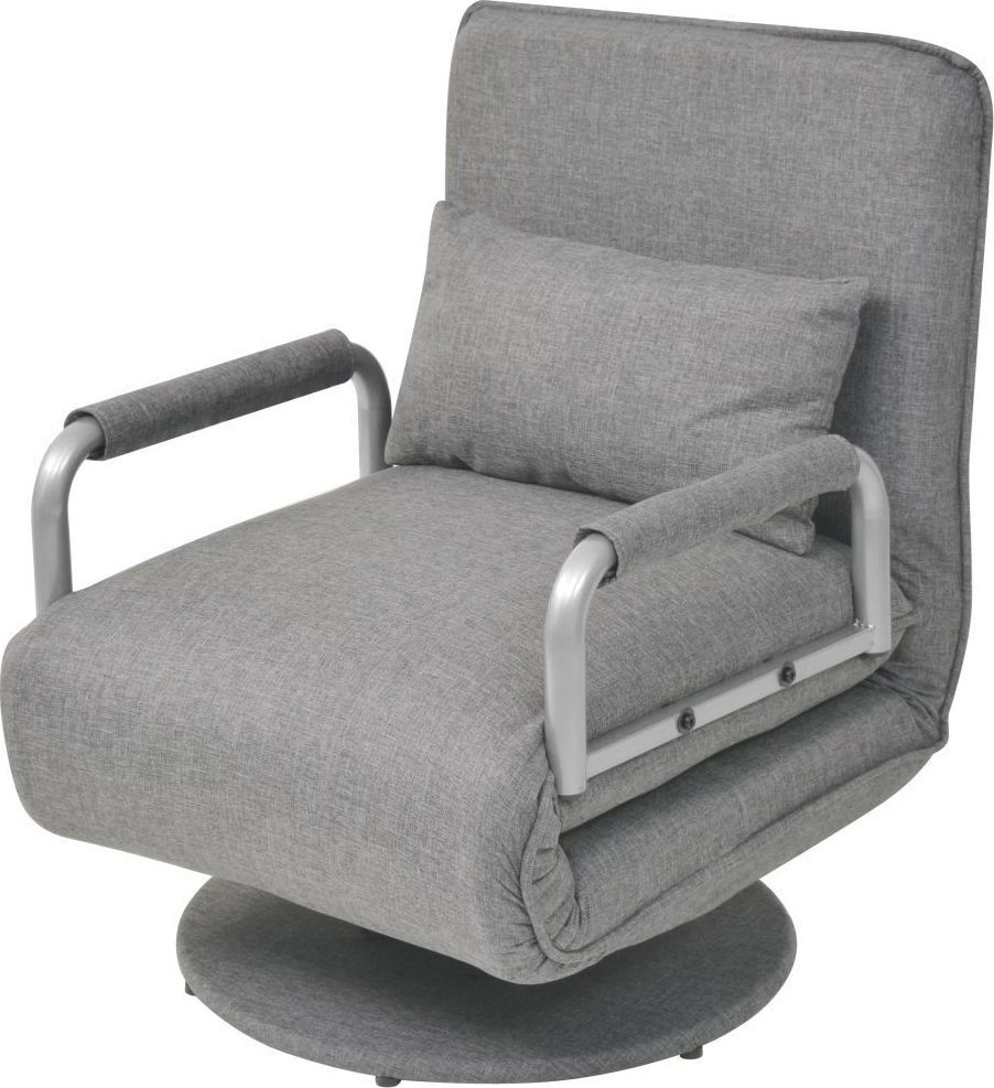 vidaXL Obrotowy fotel rozkładany, jasnoszary, tkanina