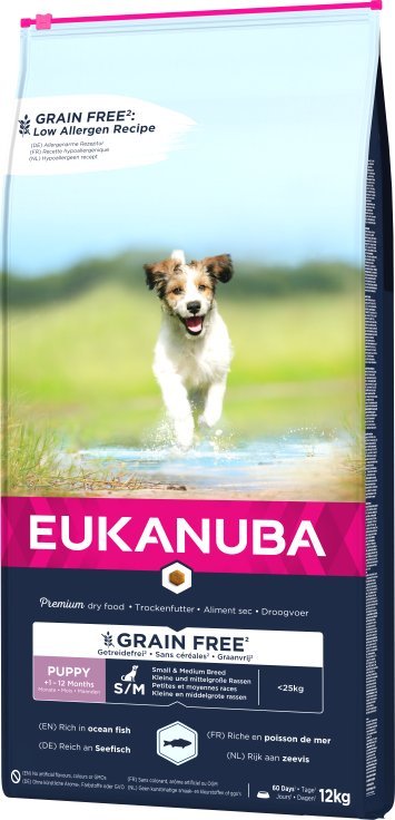 Eukanuba EUKANUBA Puppy small/medium Grain Free ryba oceaniczna pies12Kg
