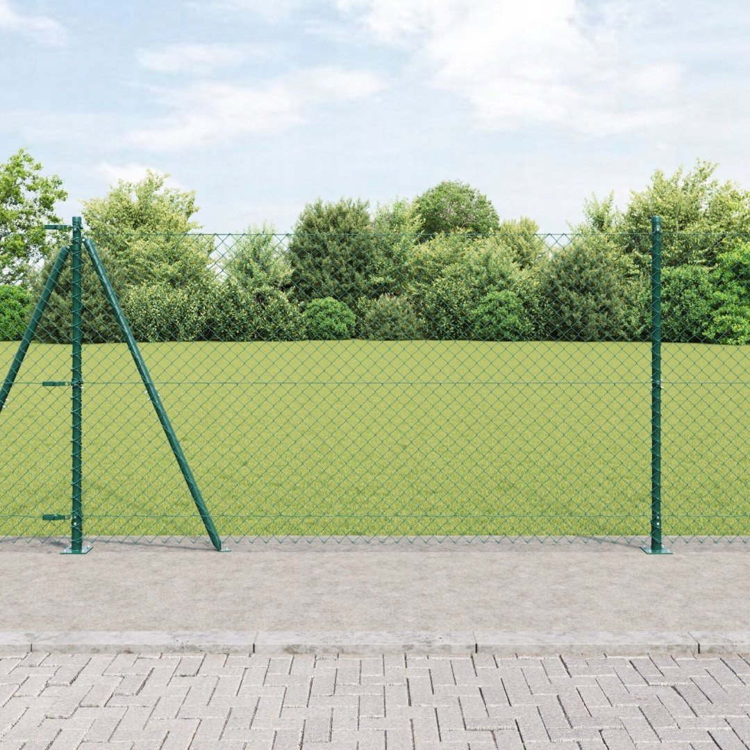 vidaXL Ogrodzenie z siatki łańcuchowej z 13 słupkami flanged 1.2x25 m ze stali ocynkowanej