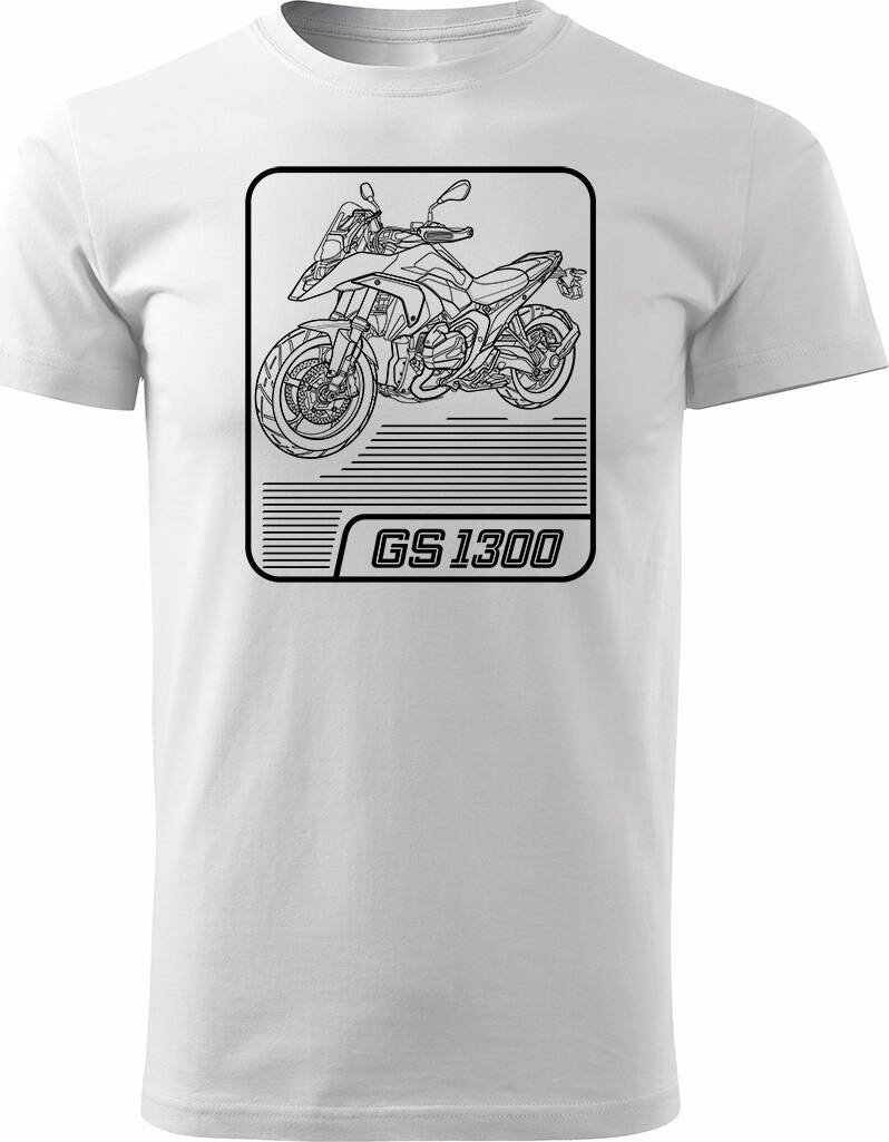 Topslang Koszulka motocyklowa z motocyklem na motor BMW GS R 1300 ADVENTURE kolekcjonerska męska biała REGULAR S