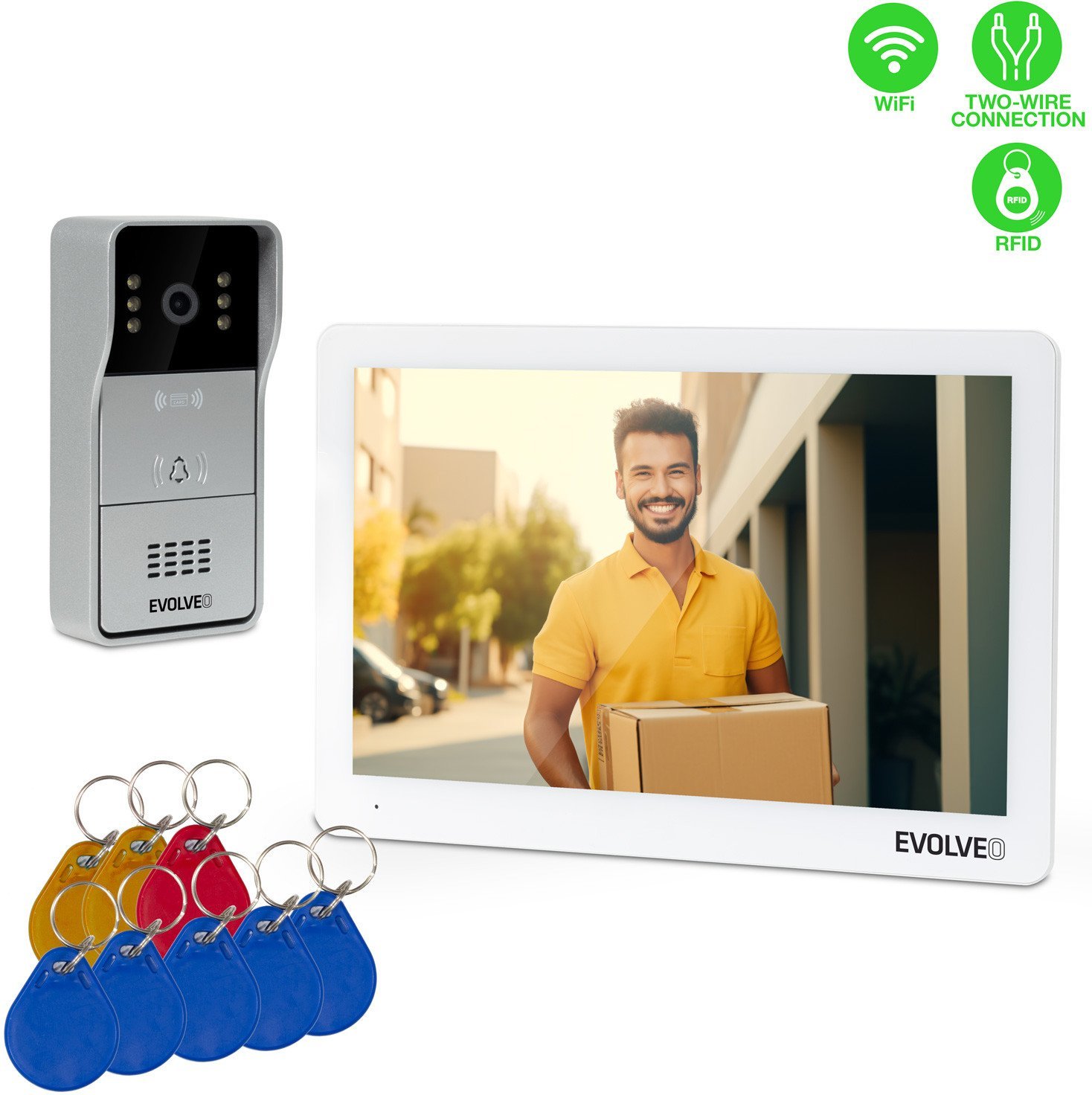 EVOLVEO DoorPhone 10-2W - 2 drátový videotelefon s aplikací 32GB pamětí