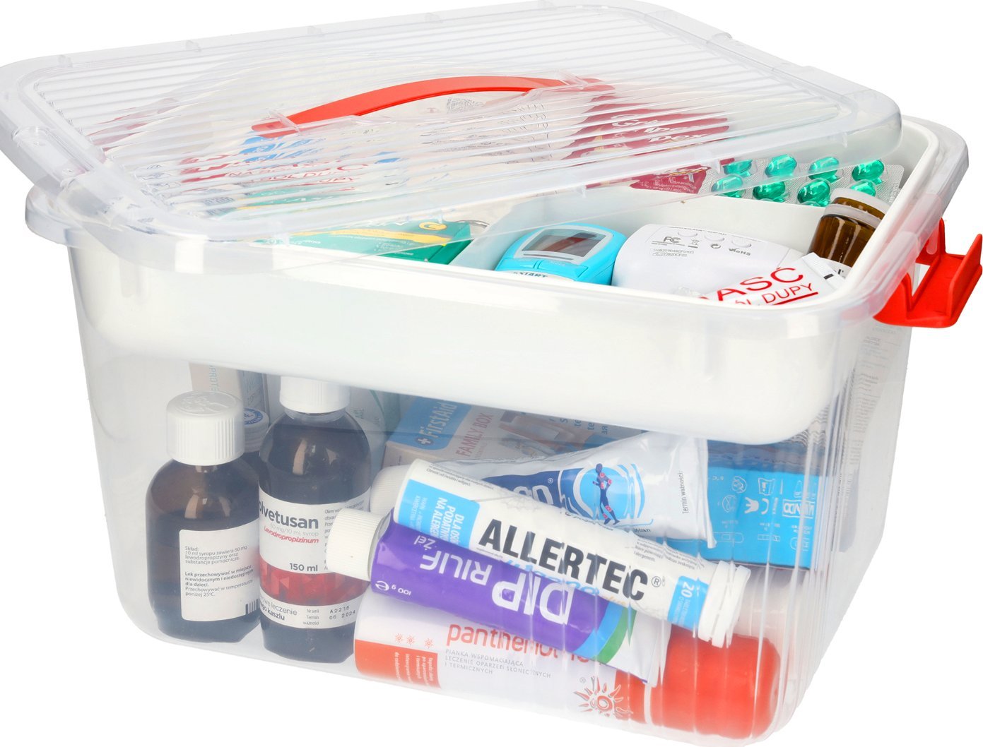 Korbi ORGANIZER POJEMNIK LEKI KASETKA APTECZKA TRANSPARENTNA ZAMYKANA AP8