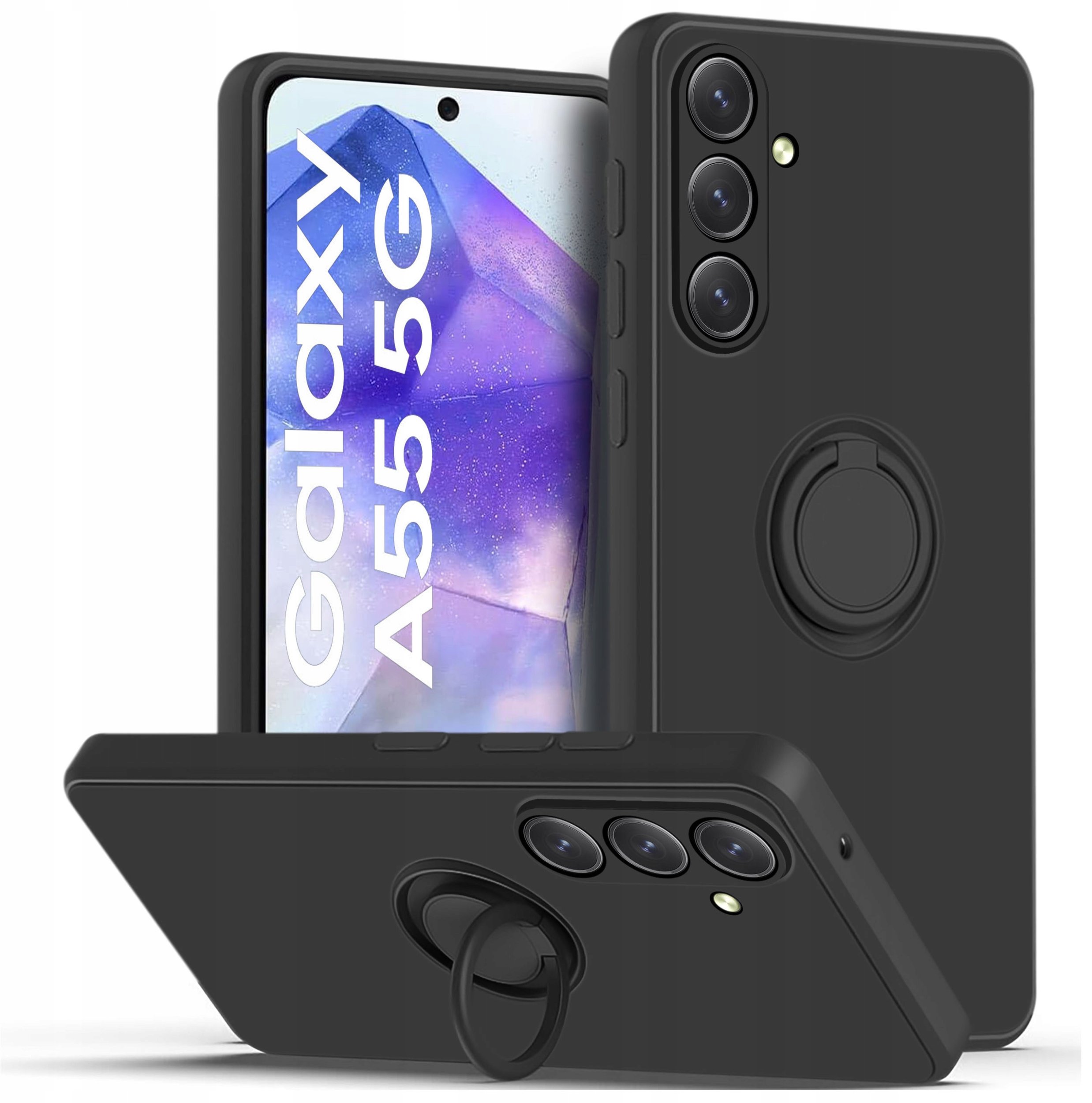 Etui do Samsung Galaxy A55 5G Silicone Ring CASE PLECKI + SZKŁO OCHRONNE 9H