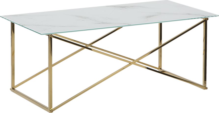 Beliani Stolik kawowy efekt marmuru biało-złoty EMPORIA