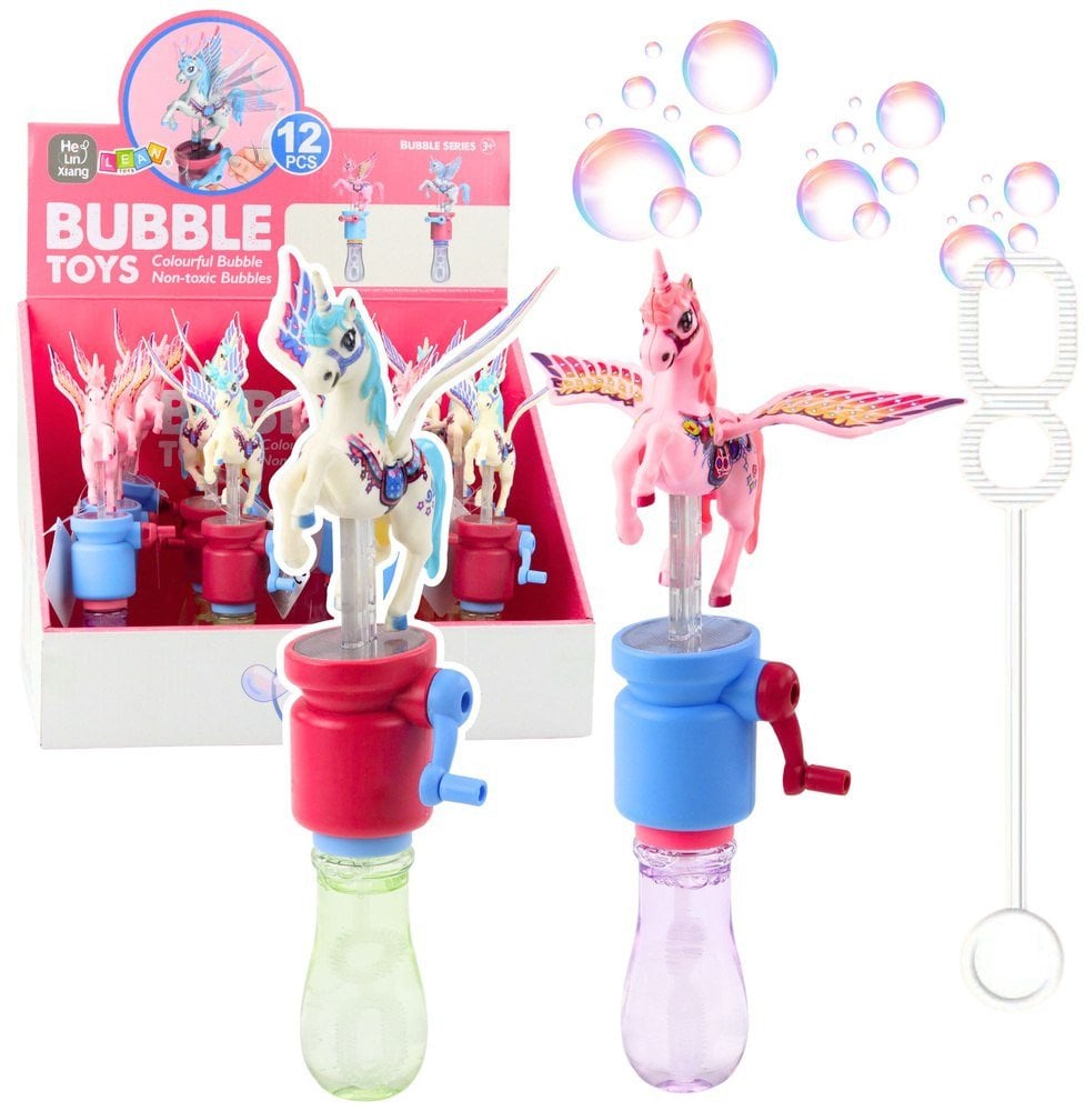 Bańki Mydlane Jednorożec Ruchome Skrzydła Na Korbkę 23cm Mix