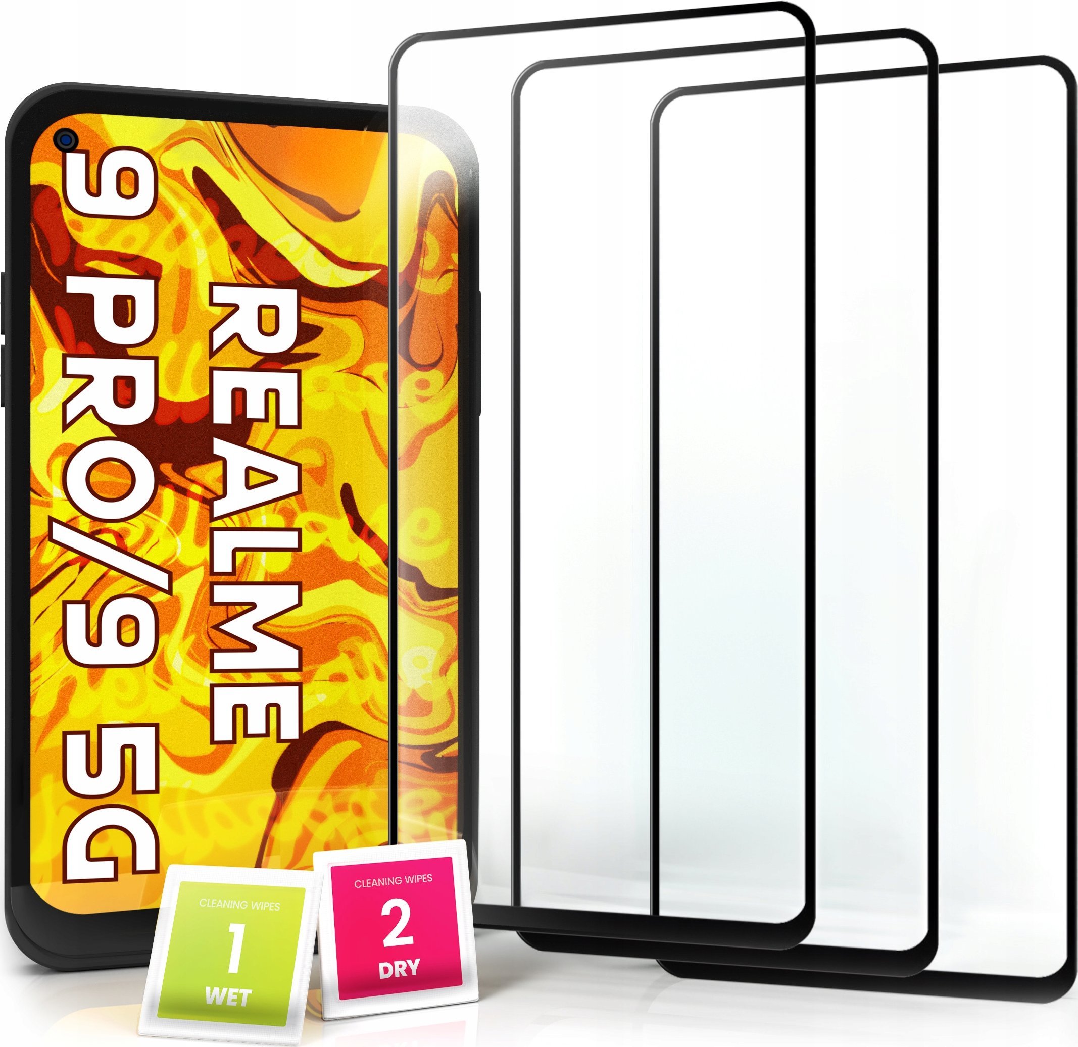 Hello Case 3-pak SZKŁO HARTOWANE DO Realme 9 PRO / 9 5G na cały ekran 9H ochronne 5D