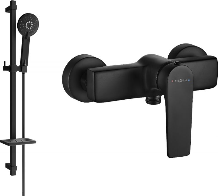 Bateria prysznicowa Mexen Mexen Lynx DQ40 bateria prysznicowa z zestawem prysznicowym, czarna - 74594DQ40-70