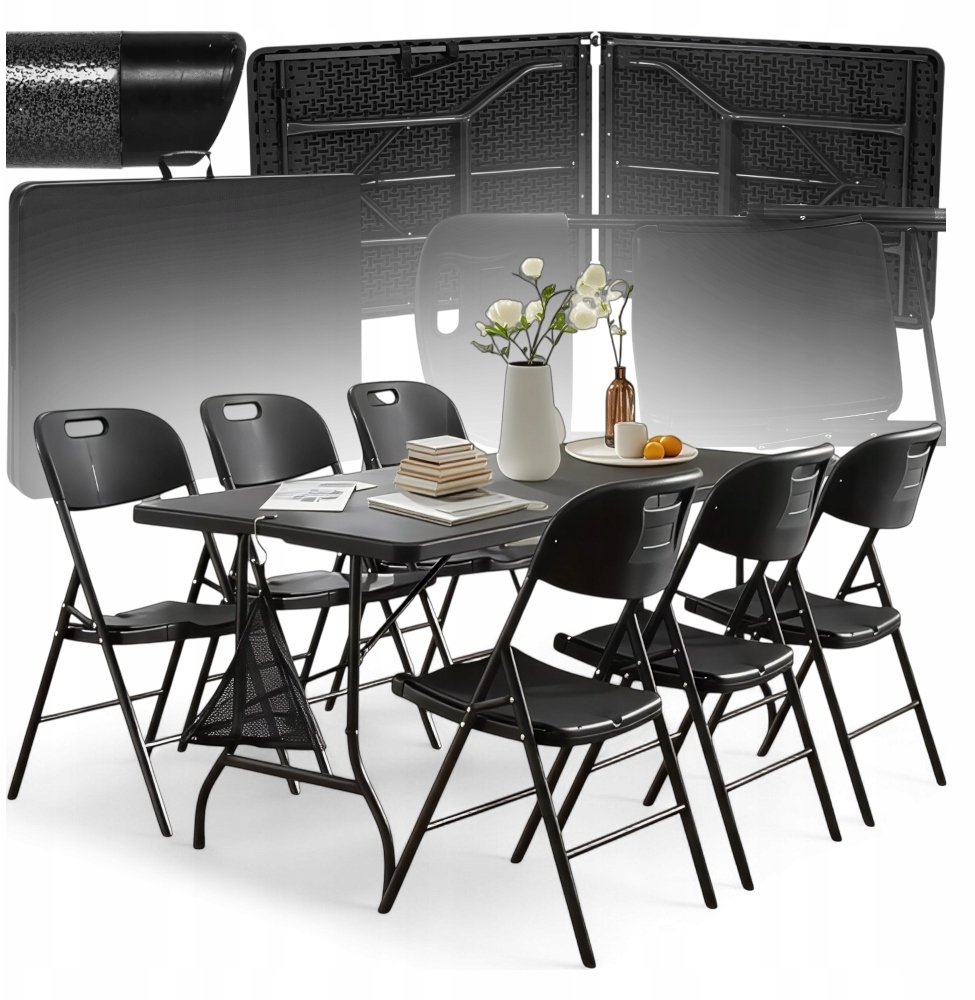 Hitbaits ZESTAW CATERINGOWY STÓŁ 240 6 KRZESEŁ KANZA