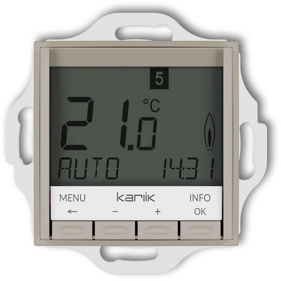 MINI Mechanizm uniwersalnego elektronicznego tygodniowego regulatora temperatury (podświetlenie niebieskie) taupe 60MRT-3.2