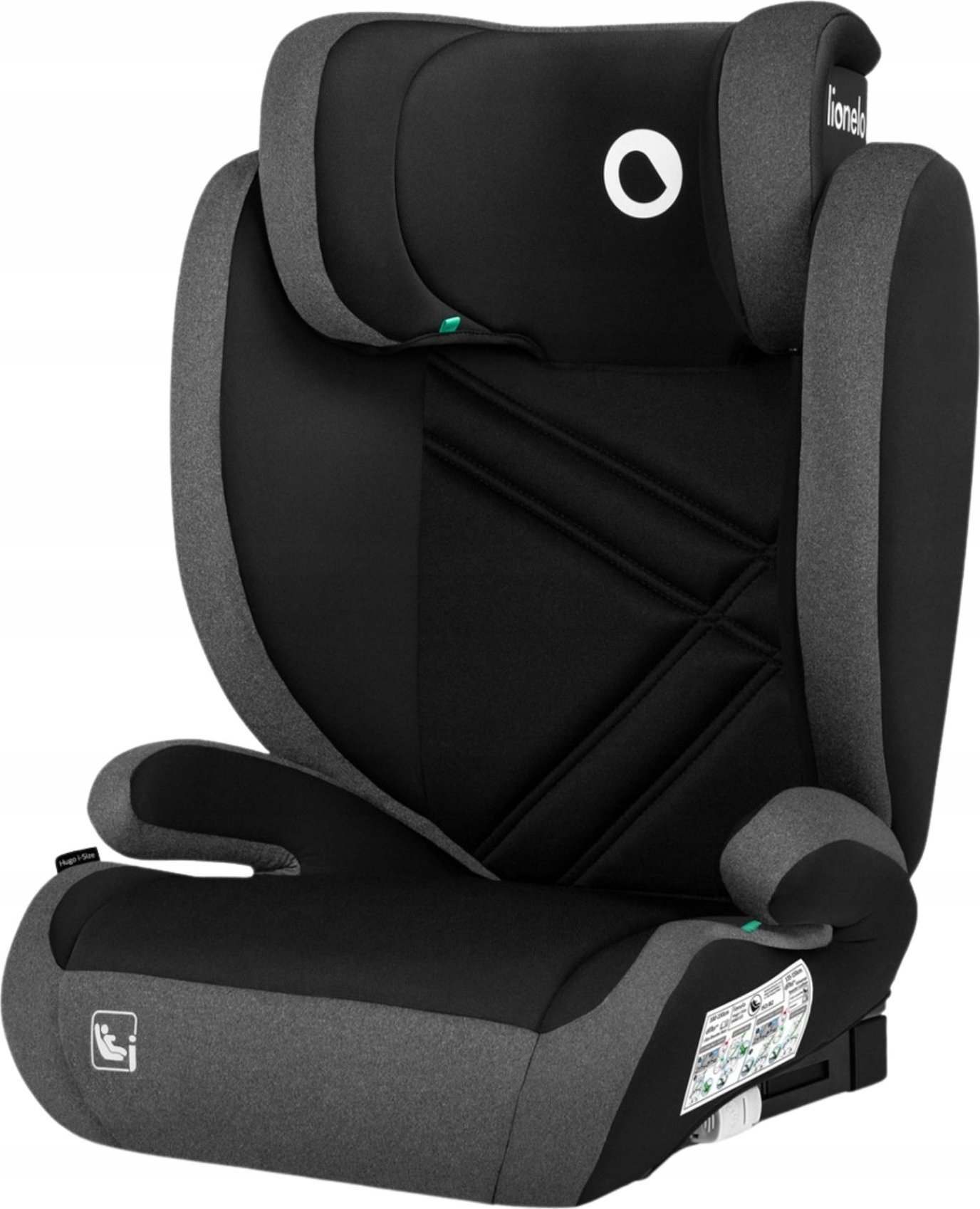 Fotelik samochodowy Lionelo Hugo i-Size 100-150 cm pianka EPE czarno-szary