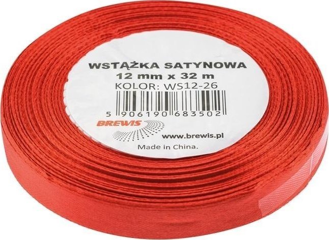 BREWIS Wstążka satynowa czerwona 12mmx32m