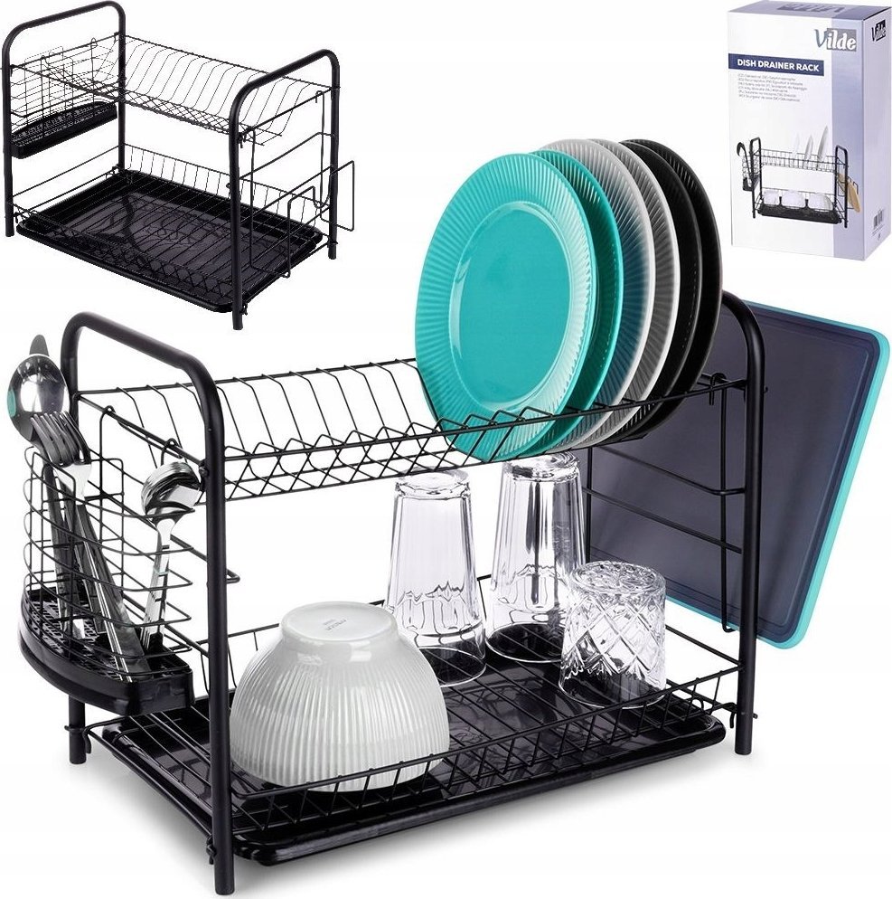 Vilde Suszarka na naczynia czarna 2-poziomowa 51,5x24,5x33 cm