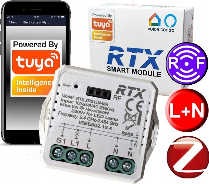 MINI Przekaźnik RTX Sterownik Moduł 1kanał TUYA ZigBee + RF