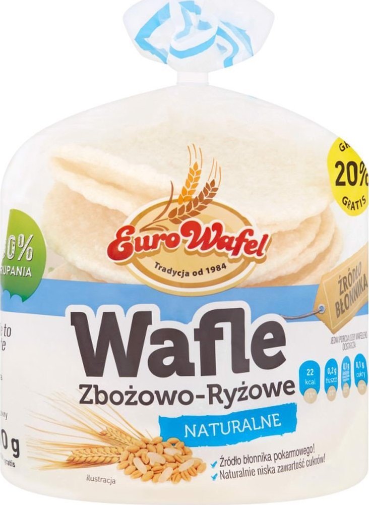 Eurowafle Eurowafel Wafle zbożowo-ryżowe naturalne 70 g (12 sztuk)